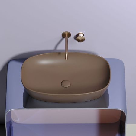 Раковина из сантехнического фарфора Ceramica Nova ELEMENT CN6049MDB 60х40 накладная цвет коричневый без отверстий под смеситель