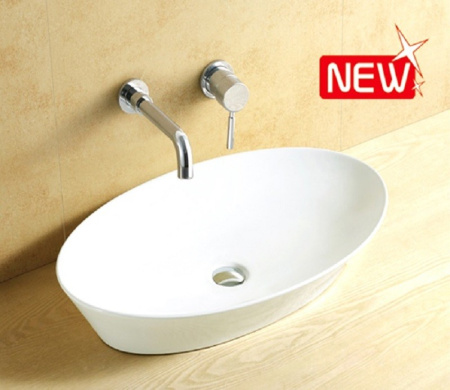 Раковина из санфаянса CeramaLux 9397 61х37 накладная цвет белый