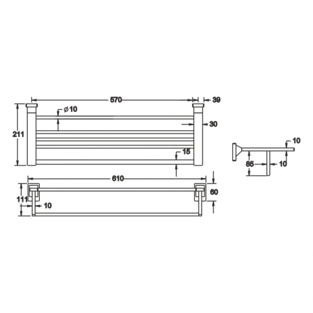 Полка в ванную комнату Rose RG16H RG1608H