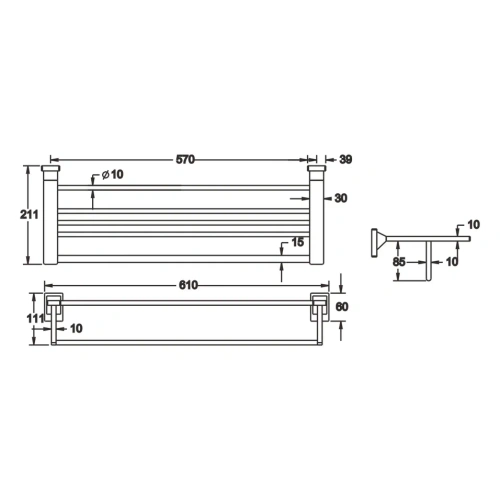 Полка в ванную комнату Rose RG16 RG1608 - фото 3