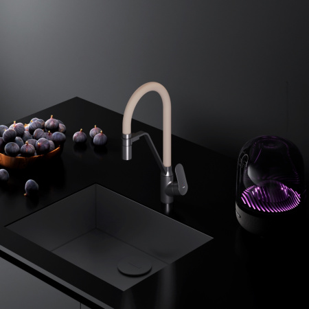 Смеситель для кухни Am.Pm Like F8007826 на мойку черный/бежевый