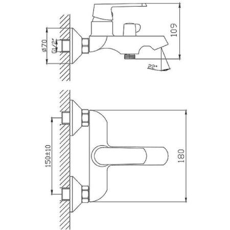 Смеситель для ванны и душа Haiba HB804 HB60804 настенный белый/хром