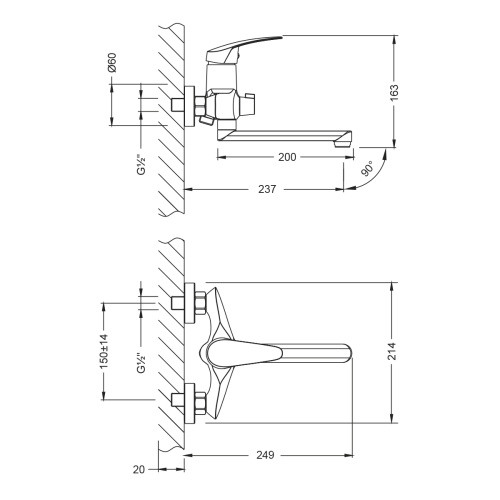 Смеситель для ванны LeMark Linara LM0417C настенный хром - фото 2
