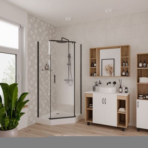 Душевой уголок Niagara Nova 68340811BLACK 100х100 стекло прозрачное профиль черный без поддона - фото 2