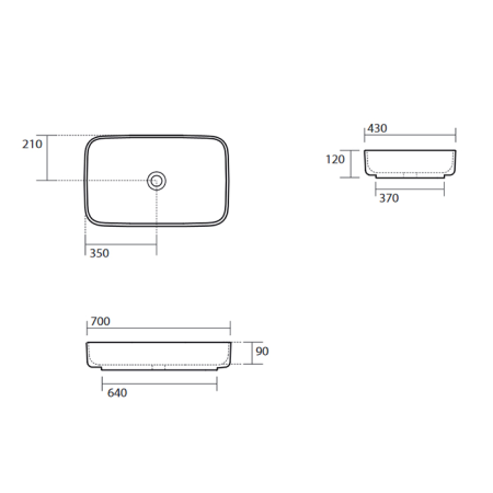 Раковина из сантехнического фарфора Kerasan Tribeca 460201 70х40 накладная цвет белый без отверстий под смеситель