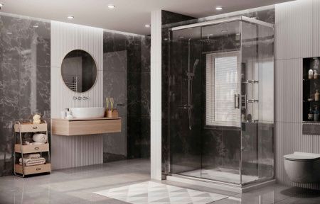 Душевой уголок Ambassador Kingston 14011121 100х90 стекло прозрачное профиль хром без поддона