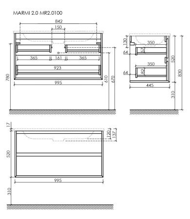 Тумба под раковину Sancos Marmi 2.0 MR2.0100ECH 100х40 подвесная цвет коричневый