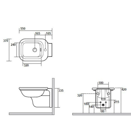 Биде Kerasan Waldorf 4125K1bi/cr*1 подвесное