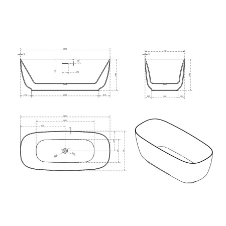 Ванна акриловая Vincea VBT-631 170х75 отдельностоящая овальная