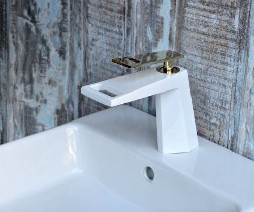 Смеситель Bronze de Luxe QUADRO A919W на раковину белый/золото - фото 4