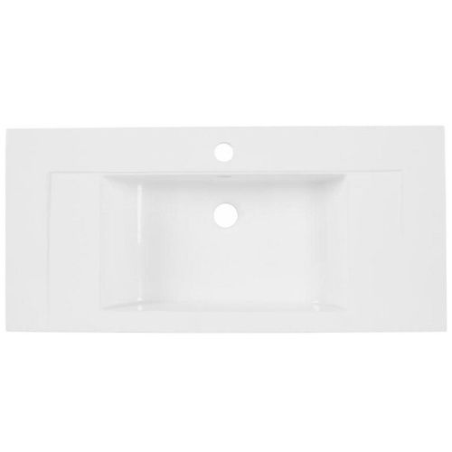 Раковина из искусственного камня De Aqua Кубика 166875 80х40 полувстраиваемая цвет белый 1 отверстие под смеситель - фото 3