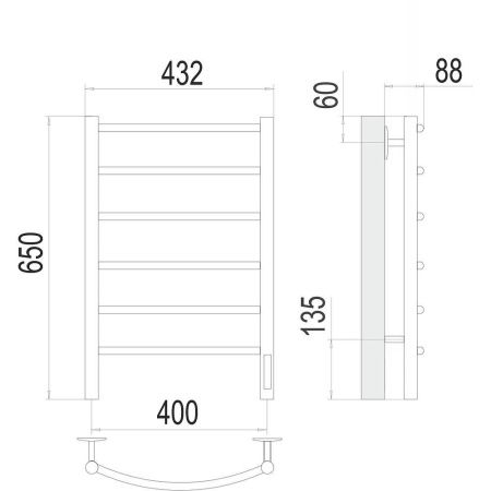 Полотенцесушитель электрический Terminus 4670078531308 45х65 хром