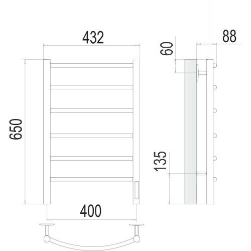 Полотенцесушитель Terminus 4670078531308 43х65 электрический хром - фото 3