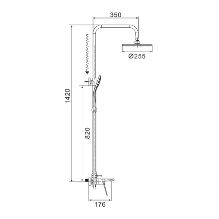 Душевая стойка Shevanik S8436H настенная цвет черный