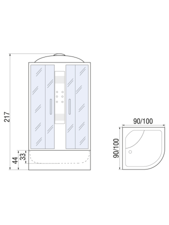 Душевая кабина River TEMZA 10000000212 90х90 четверть круга с крышей ориентация универсальная