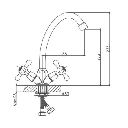 Смеситель для кухни Cron CN4008-2 на мойку хром