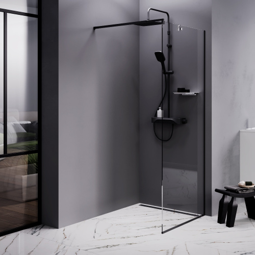 Душевая перегородка Am.Pm Func W84WI-80-F1-BTE 80х200 стекло прозрачное профиль черный