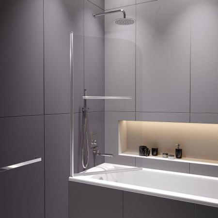 Душевая шторка на ванну RGW Screens 411111408-11 80х140 стекло прозрачное профиль хром ориентация универсальная