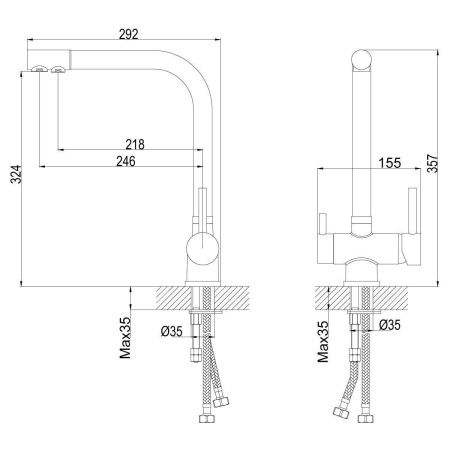 Смеситель для кухни Rossinka Z Z40-25 на мойку хром