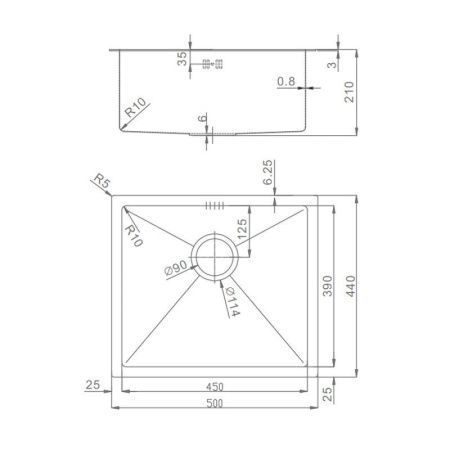 Кухонная мойка Raglo R703.5044.03 50х45 цвет золото поверхность матовая