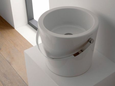 Раковина из сантехнического фаянса Scarabeo Bucket 8803CR 40х40 накладная цвет белый