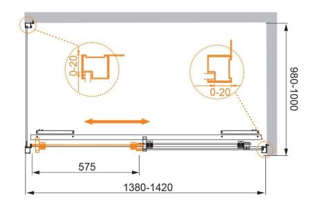 Душевой уголок Cezares LUX-SOFT LUX-SOFT-W-AH-1-140/100-C-Cr-IV 140х100 стекло прозрачное профиль хром без поддона