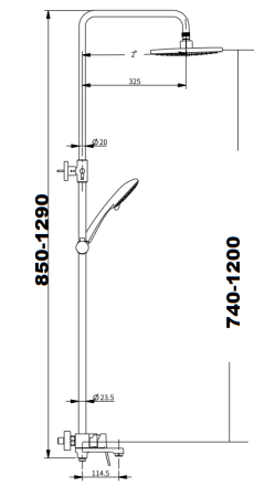 Душевая стойка Savol SK-H3401 настенная цвет хром
