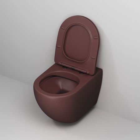 Унитаз подвесной Grossman Color GR-4411VIMS бордовый с сиденьем безободковый каскадный смыв