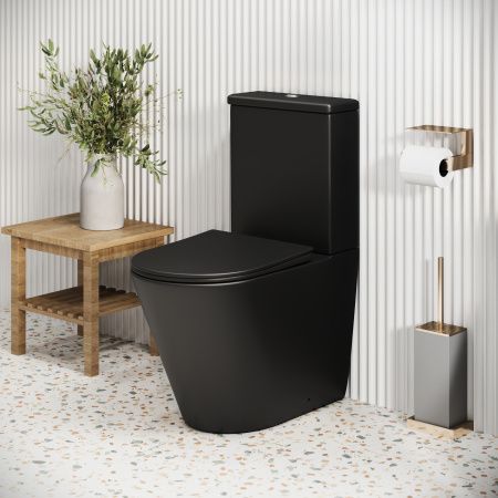 Унитаз напольный с бачком Grossman Color GR-4480BMS черный с сиденьем микролифт безободковый каскадный смыв