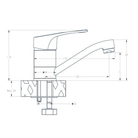 Смеситель для кухни Voda LY 15 на мойку хром