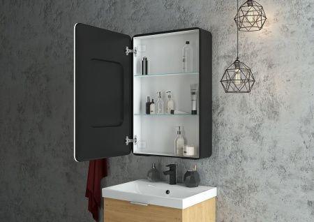 Зеркало-шкаф Art&Max LECCE AM-Lec-560-850-1D-L-DS-F-Nero 60х90 подвесной цвет черный