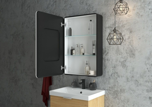 Зеркало-шкаф Art&Max LECCE AM-Lec-560-850-1D-L-DS-F-Nero 56,8х85,8 - фото 2