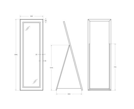 Зеркало с подсветкой BelBagno Kraft SPC-KRAFT-555-1700-TCH-PIA-NERO 60х170 напольное