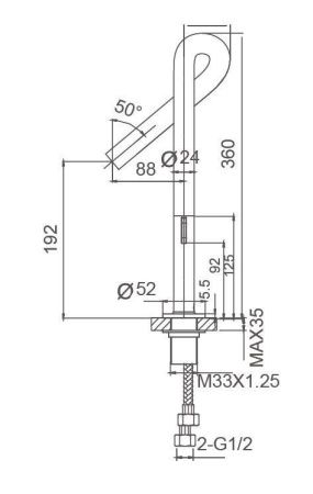 Смеситель Wonzon & Woghand Loop WW-112-00-508 на раковину черный