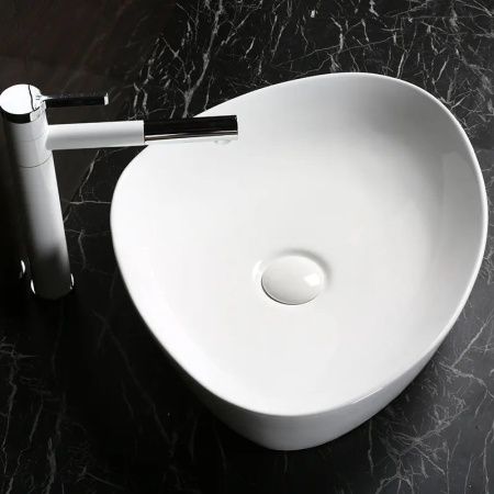 Раковина из сантехнического фарфора Cerutti SPA CR0021C 50х40 накладная цвет белый без отверстий под смеситель