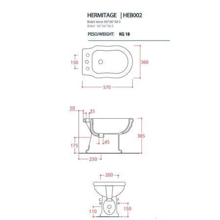 Биде напольное Artceram HERMITAGE HEB002 03 00 nero цвет черный