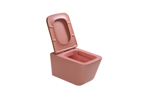 Унитаз подвесной SantiLine SL-5007P цвет персиковый матовый с сиденьем микролифт безободковый смыв воронка-водоворот - фото 4