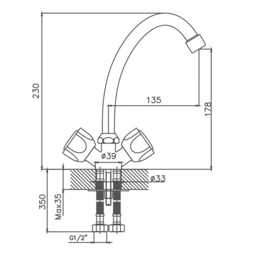 Смеситель для кухни Cron CN4009 на мойку хром - фото 3