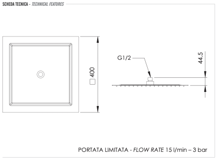 Верхний душ Remer 357UFS40X хром