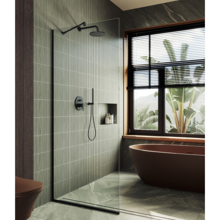 Душевая перегородка Maybah Glass MGD-1352-6у 99х195 стекло прозрачное профиль черный