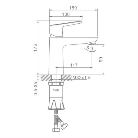 Смеситель Raglo R31 R31.10.06 на раковину черный