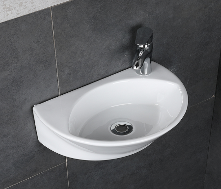 Раковина из санфаянса CeramaLux 7717X 42х29 подвесная цвет белый 1 отверстие под смеситель