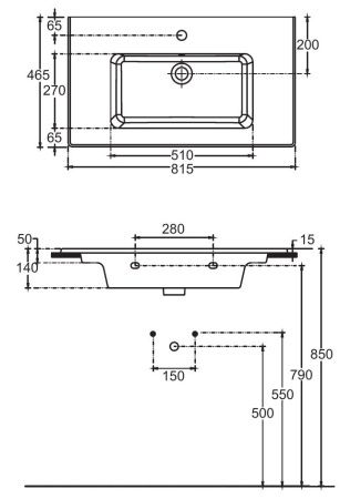 Раковина керамическая Allen Brau Fantasy 4.11025.20 80х50 полувстраиваемая цвет белый 1 отверстие под смеситель