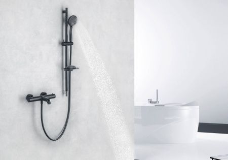 Смеситель для ванны Aquatek ВЕГА AQ1043MB настенный черный с термостатом