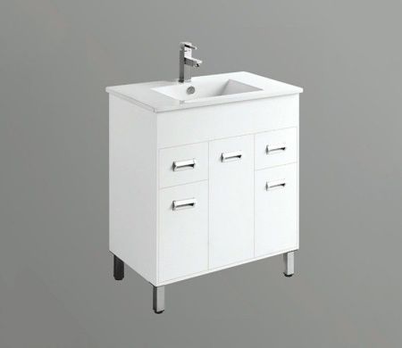 Раковина из сантехнического фаянса CeramaLux 9080E 80х50 встраиваемая цвет белый 1 отверстие под смеситель