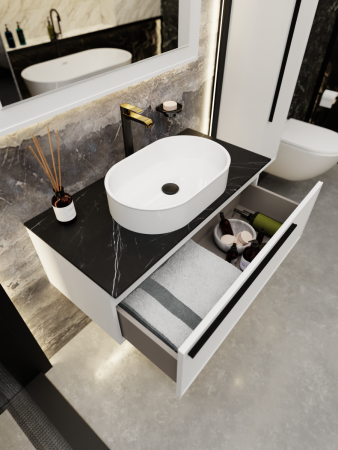 Тумба со столешницей La Fenice ELBA NFNC-01-ELB-B-80-3-GB 80х50 подвесная цвет белый