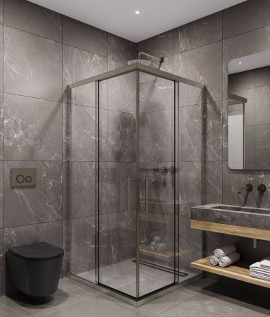 Душевой уголок Timo T37 100х100 стекло прозрачное профиль никель без поддона