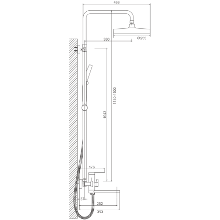 Душевая стойка Belz B813 B24813-1 настенная цвет серый