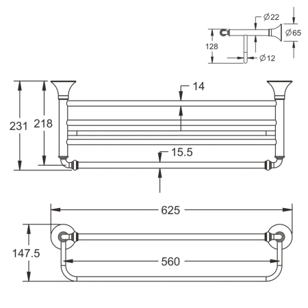 Полка в ванную комнату Rose RG12 RG1208