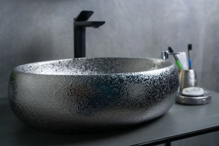 Раковина керамическая Gid Lago 52235 50х30 накладная цвет хром без отверстий под смеситель